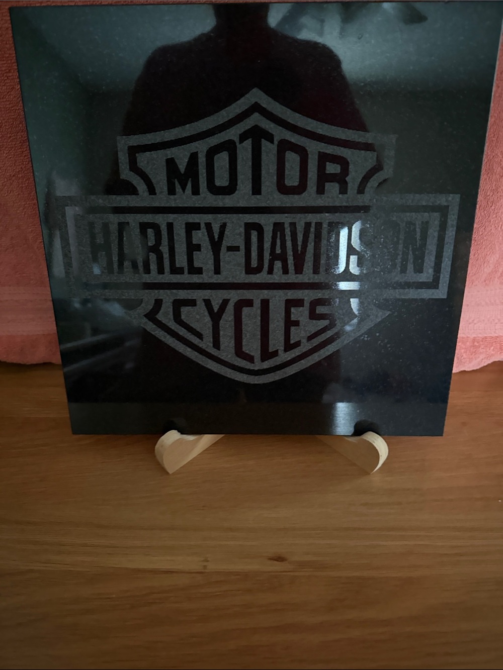 SLATE ETCHED HARLEY DAVIDSON PLAQUE W/ STAND-